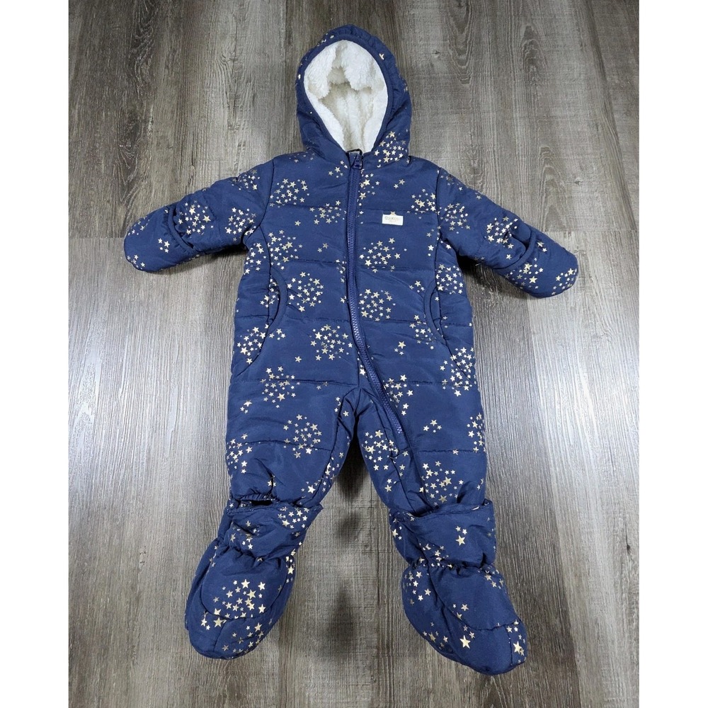 OshKosh B'Gosh Blue Baby Snow Suit One Piece 3-6 Months Insulated Fleece‎ Cozy